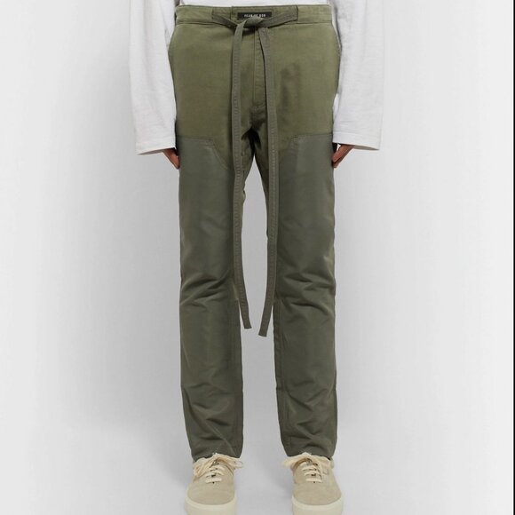 Fear Of God 6th Collection Nylon Double Front Work Pants Army Green - Picture 1 of 15